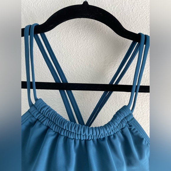 Lime Ricki indigo blue double-cinch tankini modest coverage swim suit top | M - Picture 6 of 9